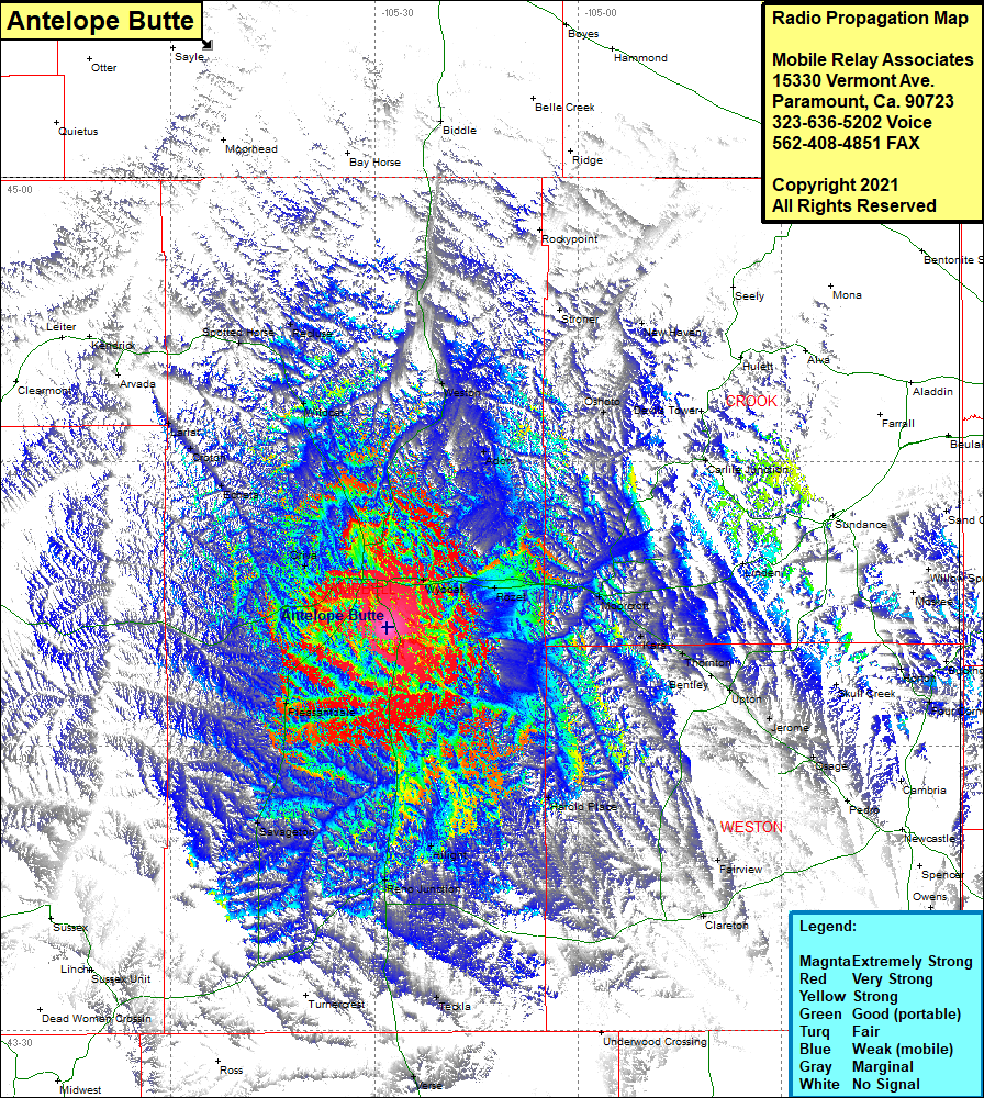 heat map radio coverage Antelope Butte